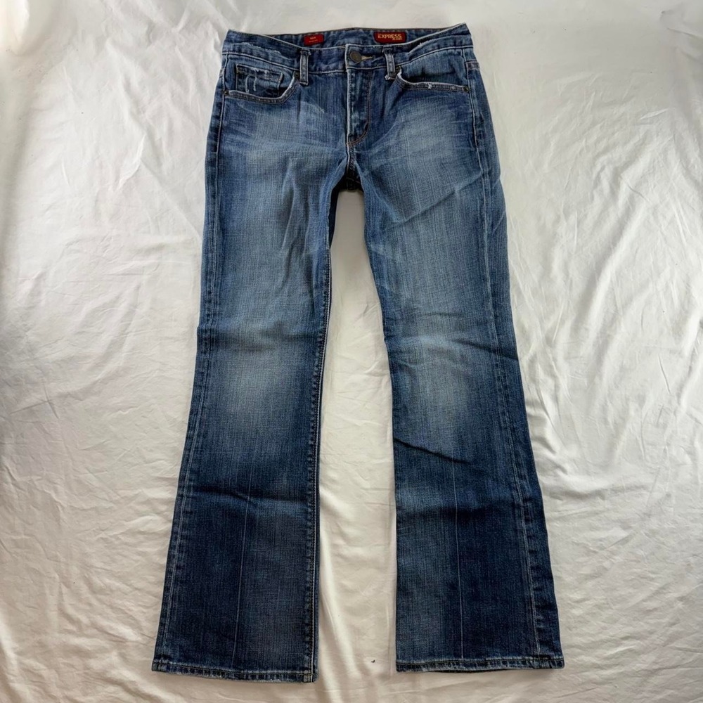 Express Mia Mid Rise Boot Cut Jeans Womens 4R Y2k 00s McBling